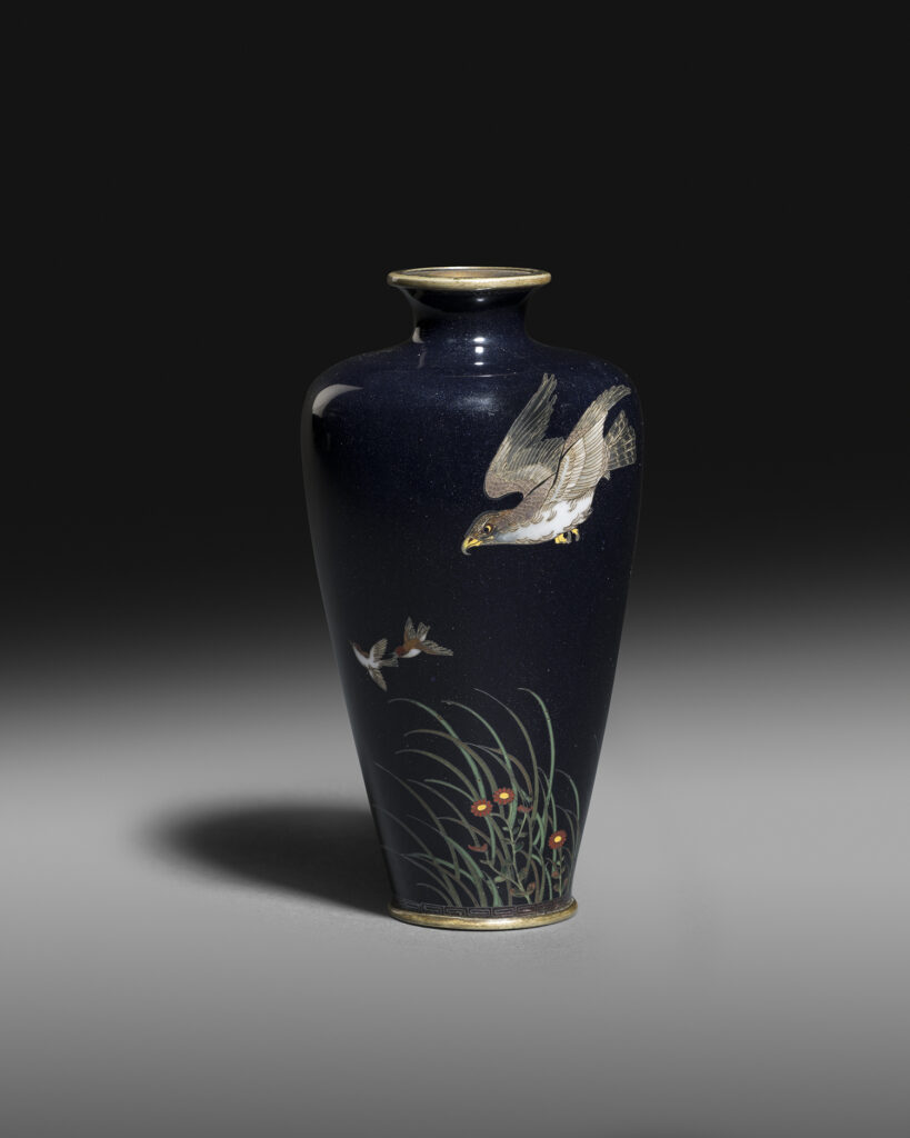 Blue Ground Silver Wire Cloisonne Enamel Vase SOLD