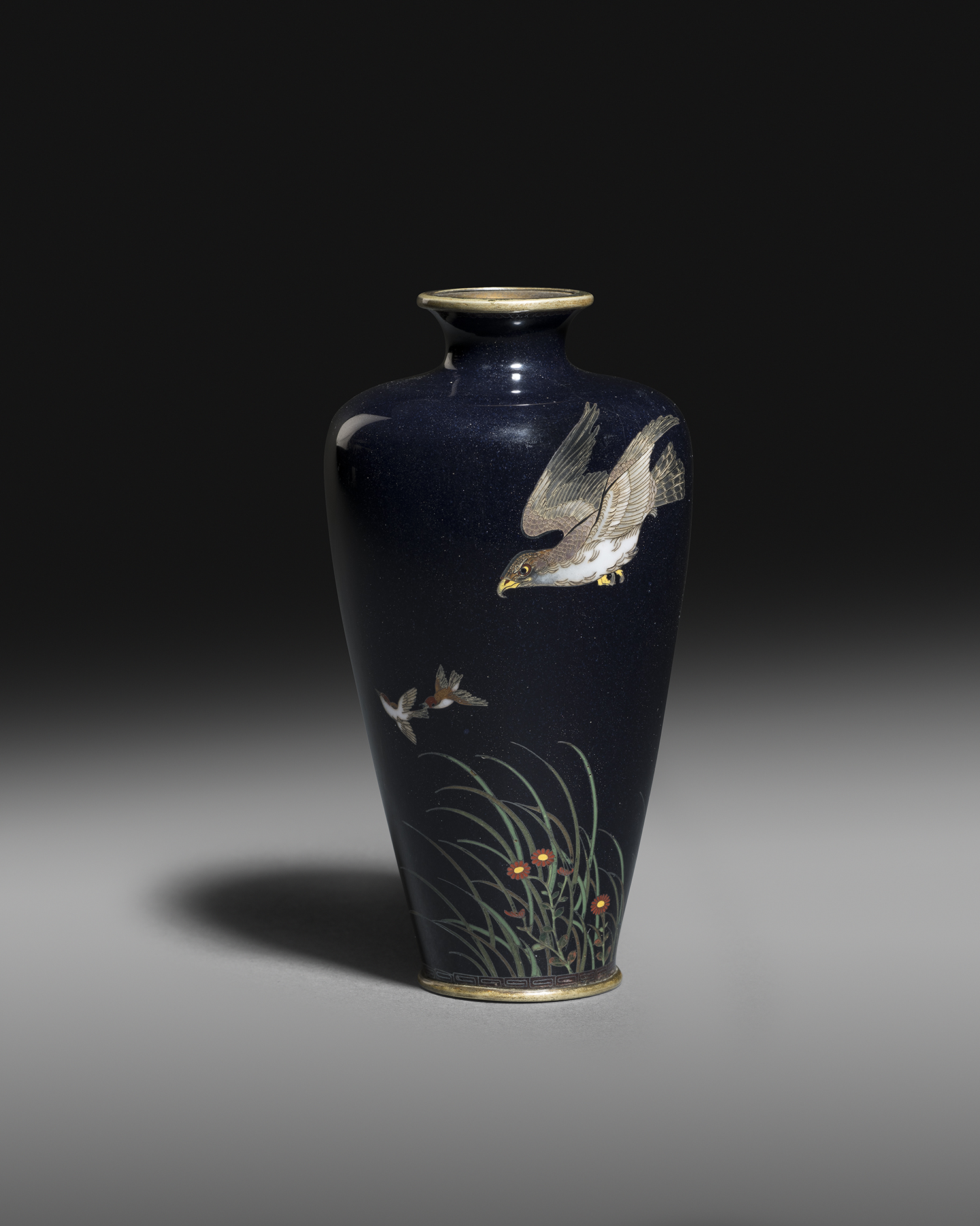 Blue Ground Silver Wire Cloisonne Enamel Vase SOLD