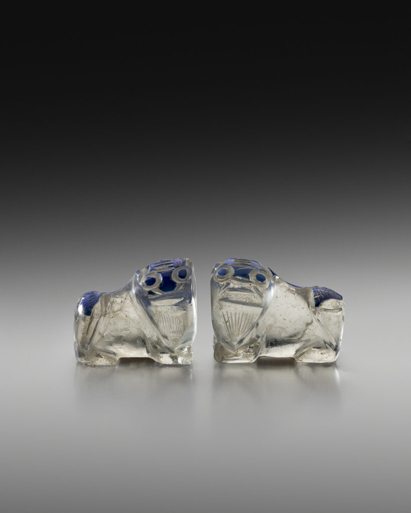 Pair of Carved Glass Foo Dogs