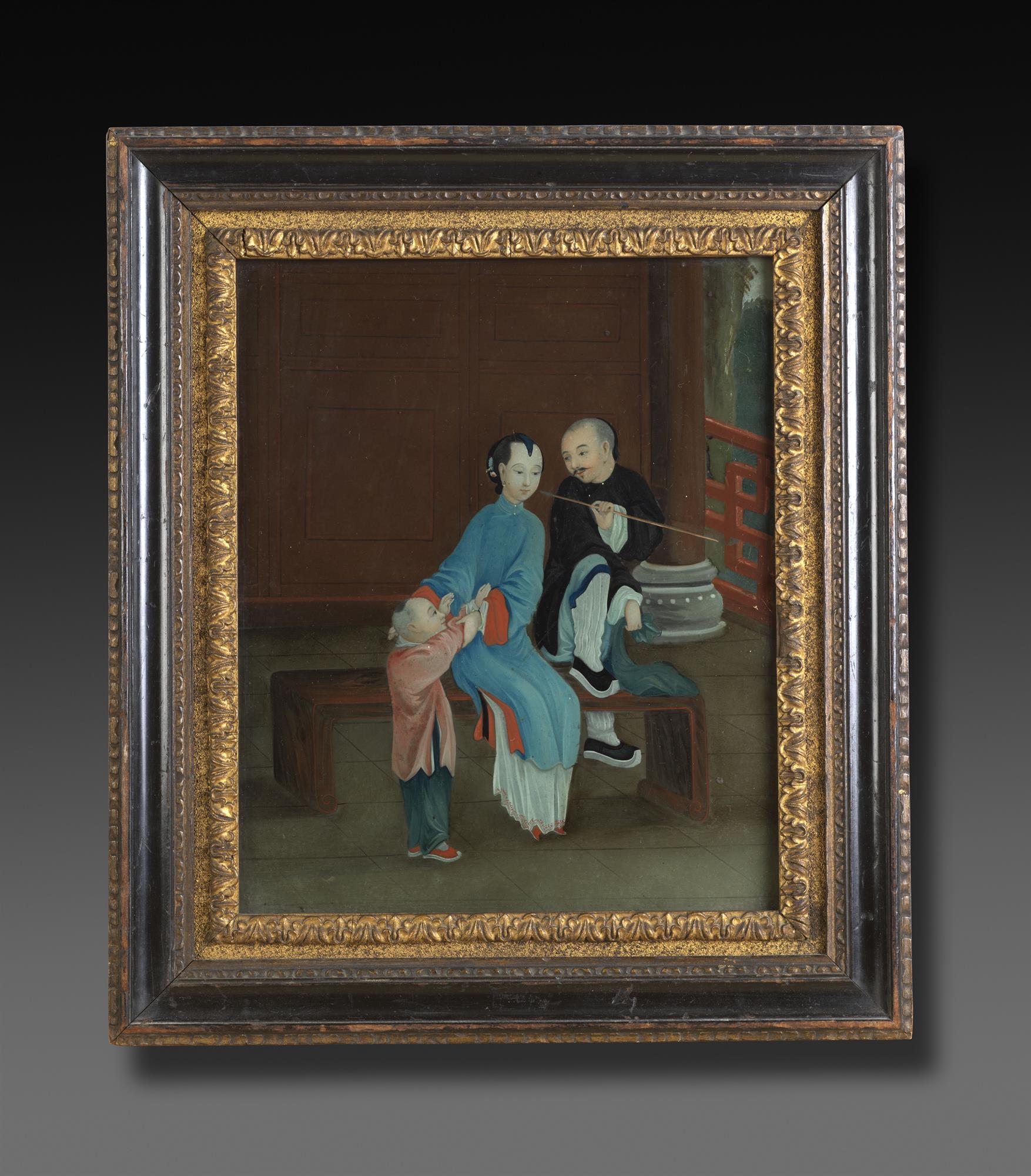 Reverse Glass Painting of Elegant Han Couple SOLD