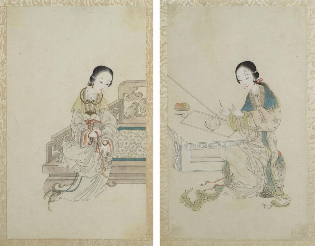 Group of Painted Watercolours on Paper, Depicting Beauties