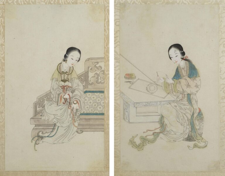 Group of Painted Watercolours on Paper, Depicting Beauties