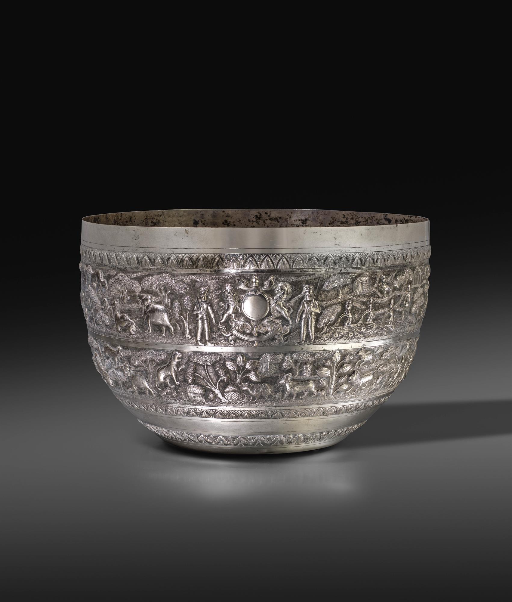Large Silver Punch Bowl with a British Royal Crest