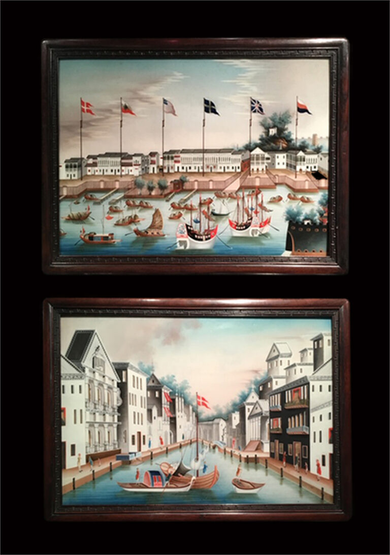 Pair of Reverse Glass Paintings