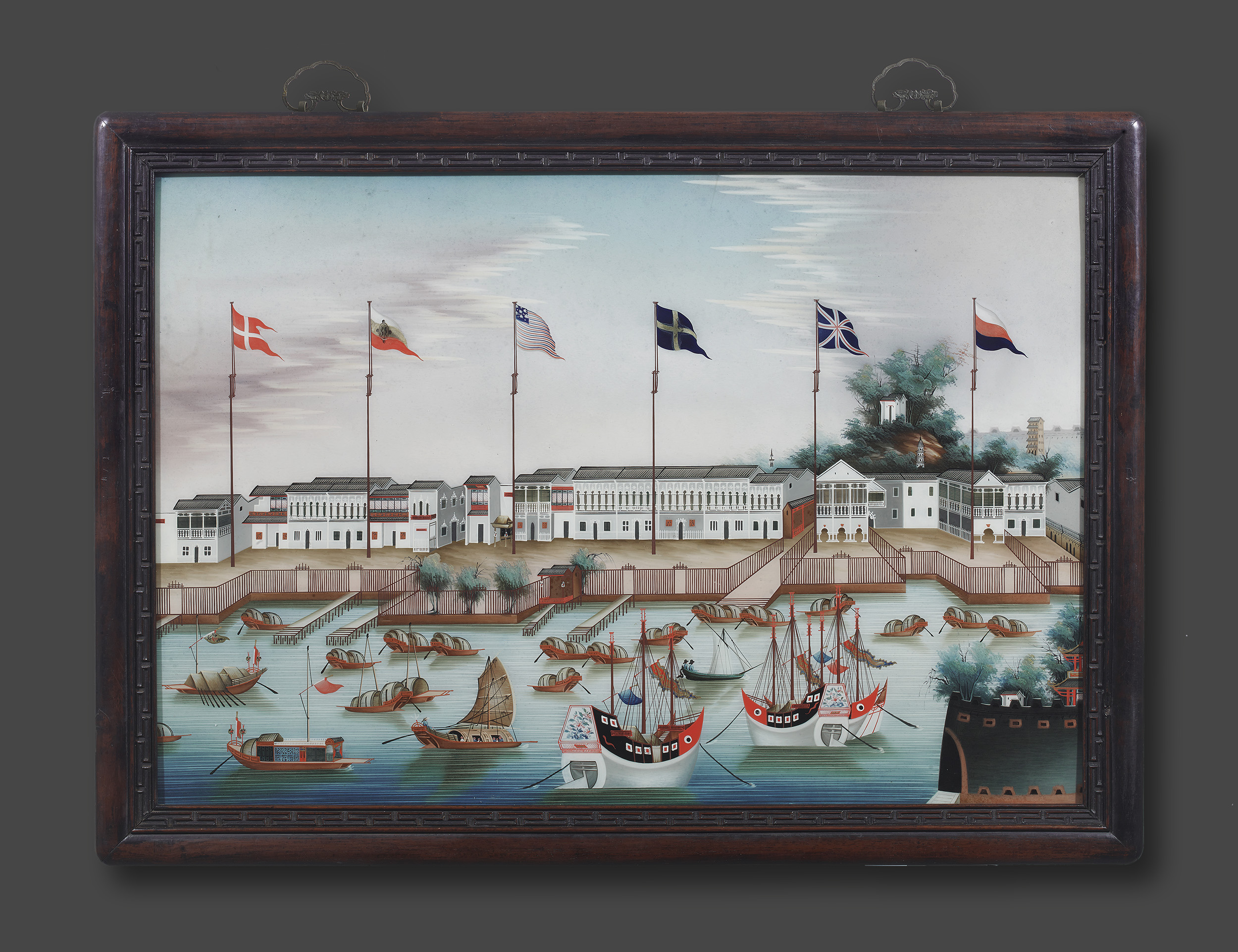 Pair of Reverse Glass Paintings