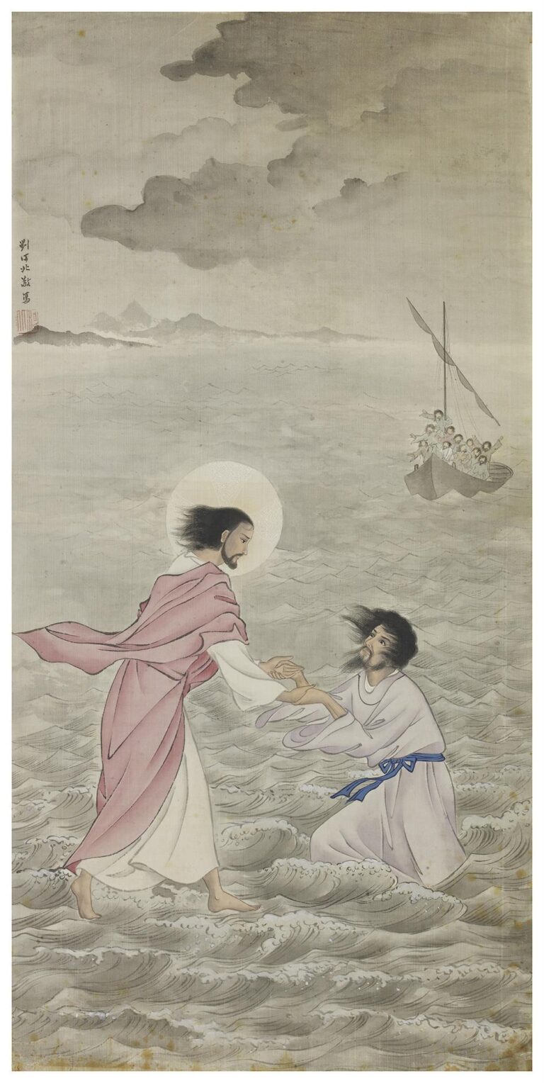 Set of nine Chinese watercolours on silk