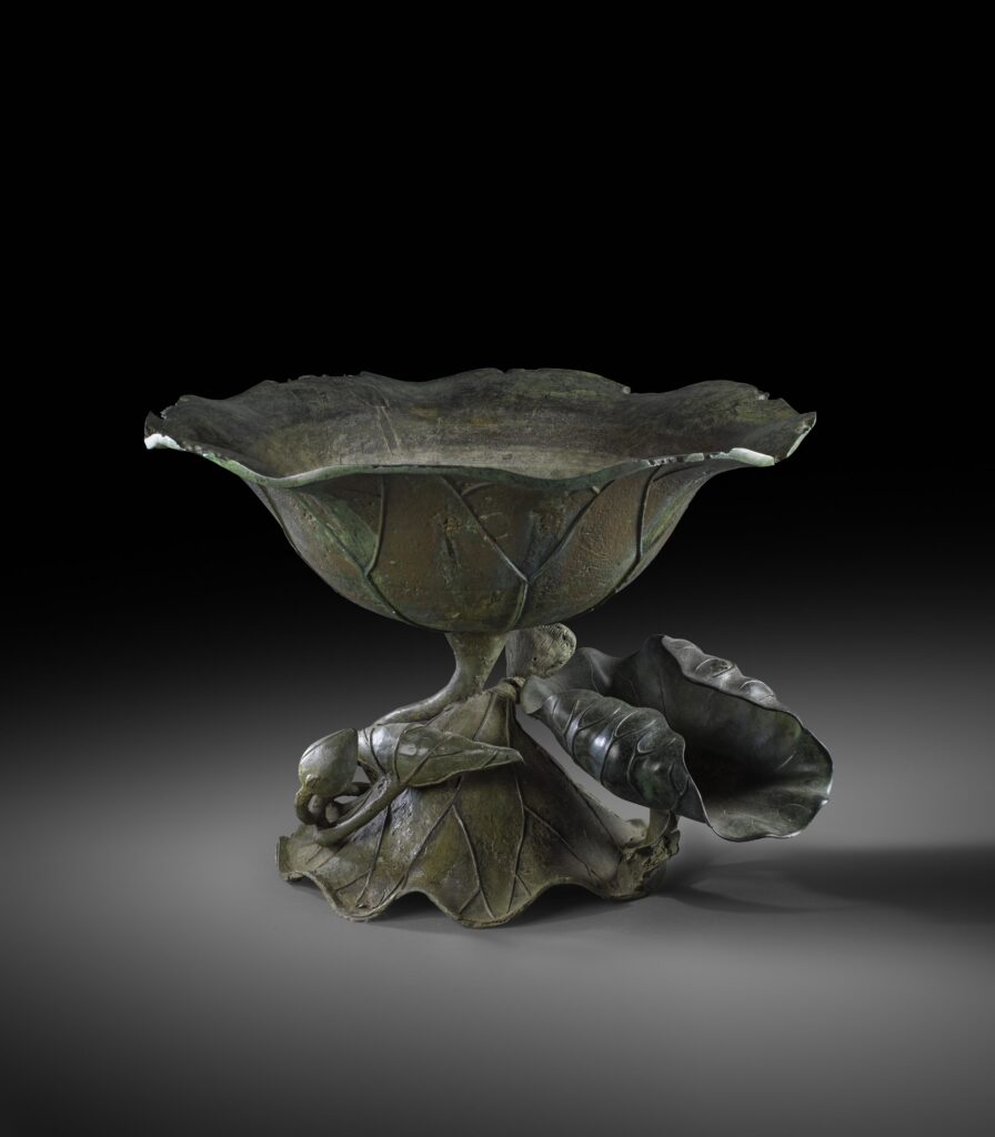 Fully Open Lotus Bronze Jardiniere