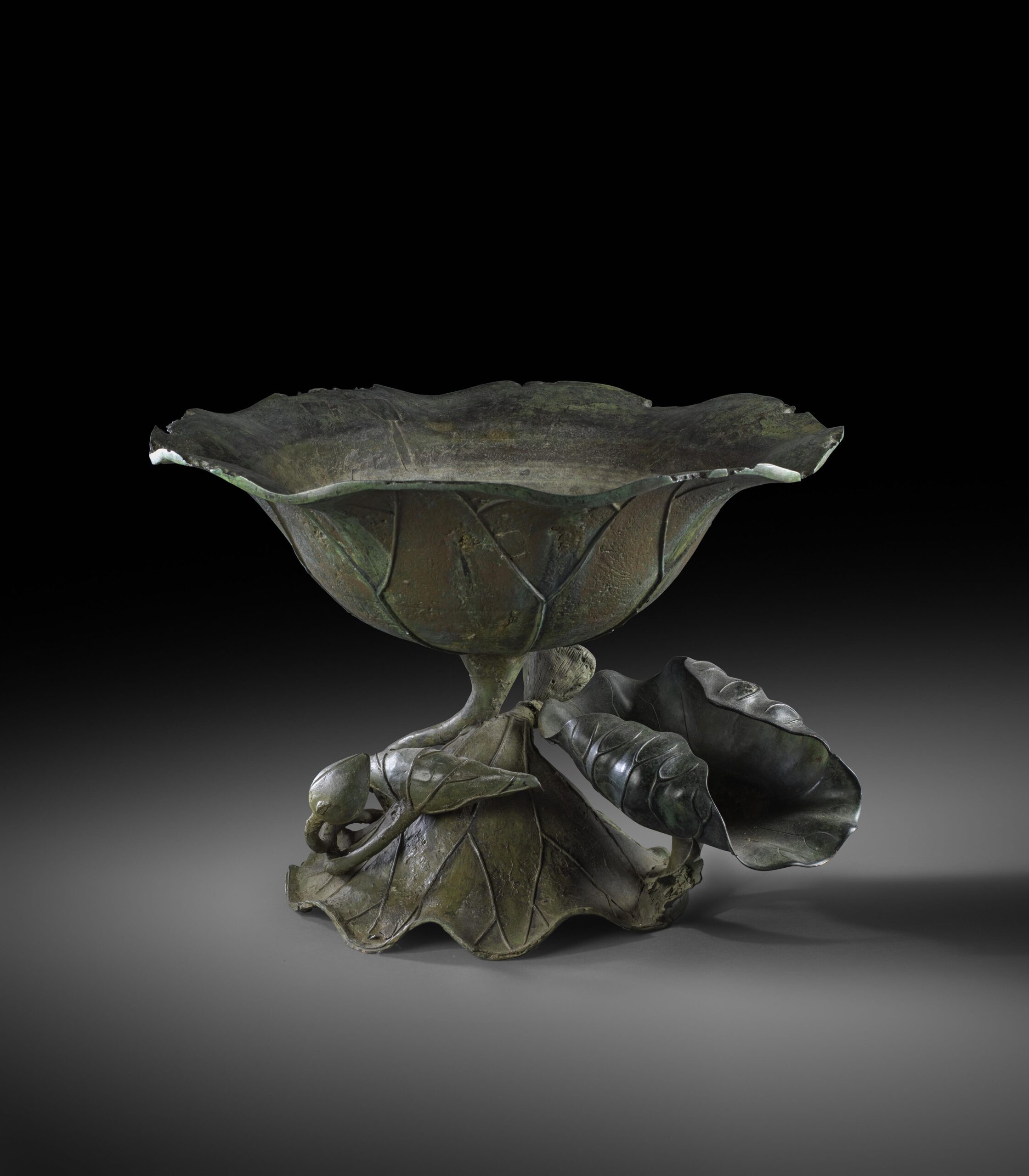 Fully Open Lotus Bronze Jardiniere