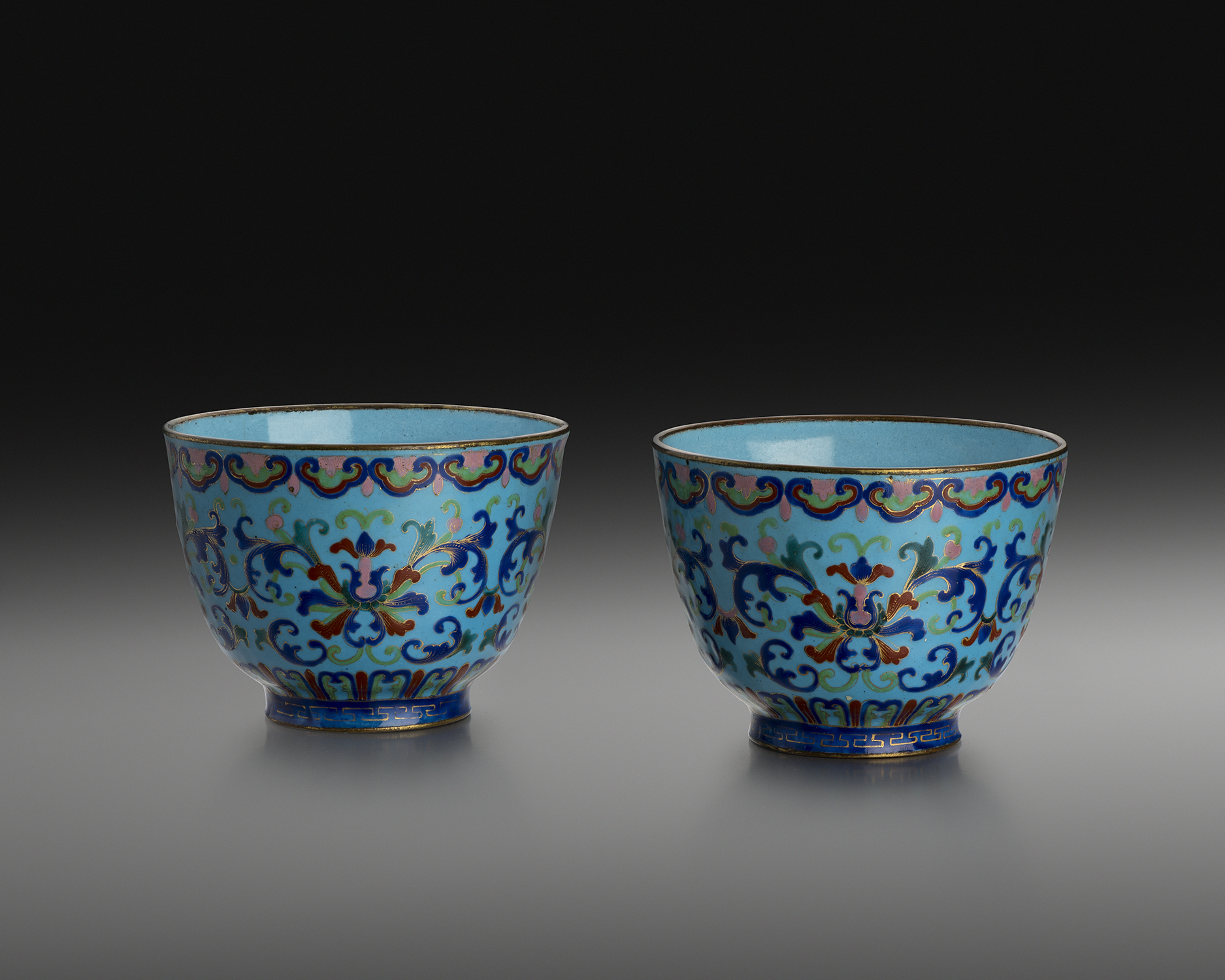 Pair of Decorated Canton Enamel Cups