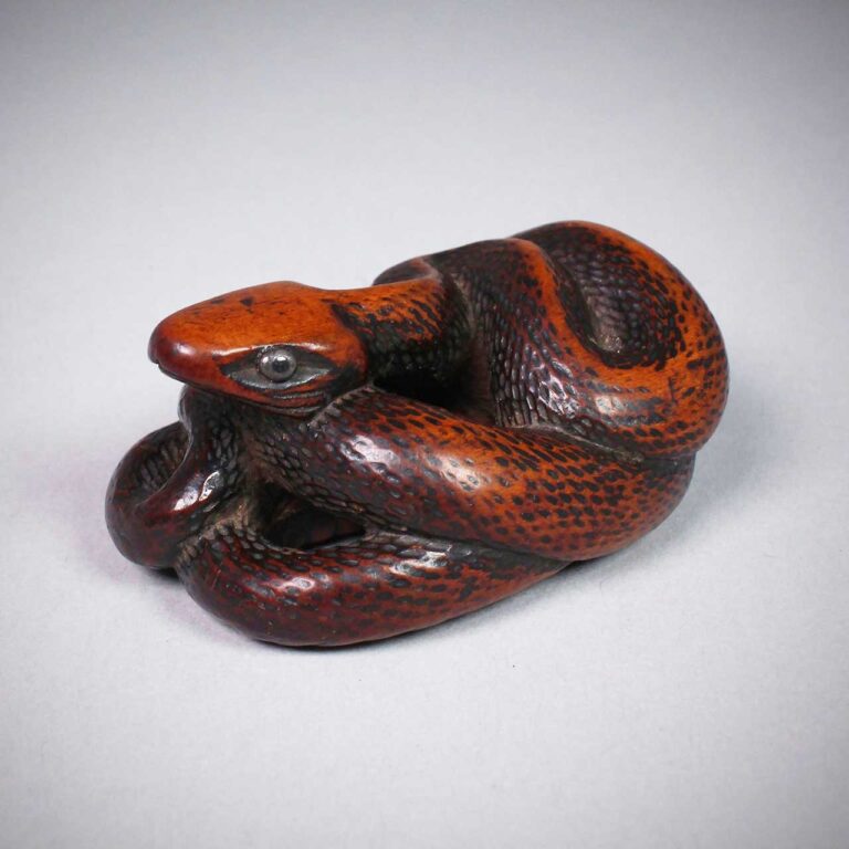 Boxwood Netsuke Coiled Snake