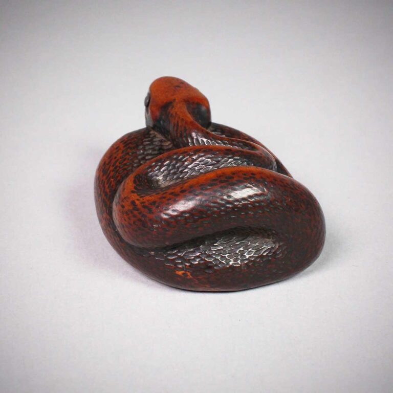Boxwood Netsuke Coiled Snake