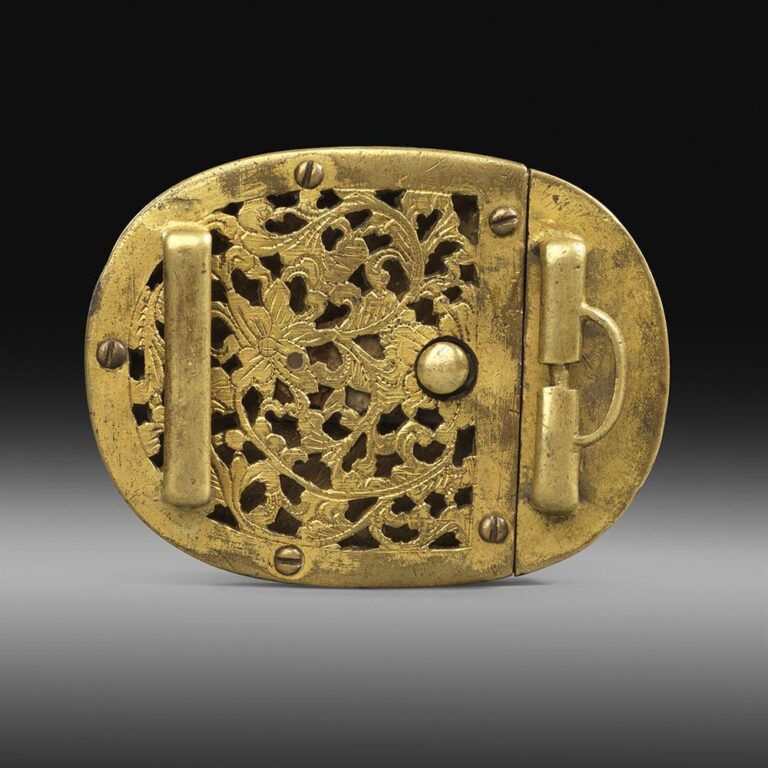 Rounded Rectangular Two-part Gilt Bronze Buckle