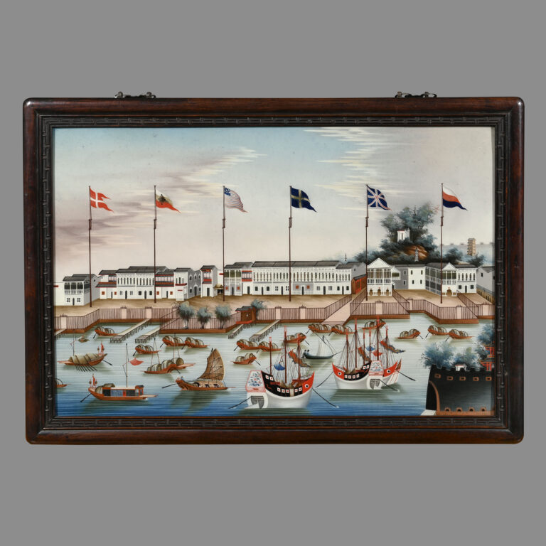 Rare Pair of Reverse Glass Paintings