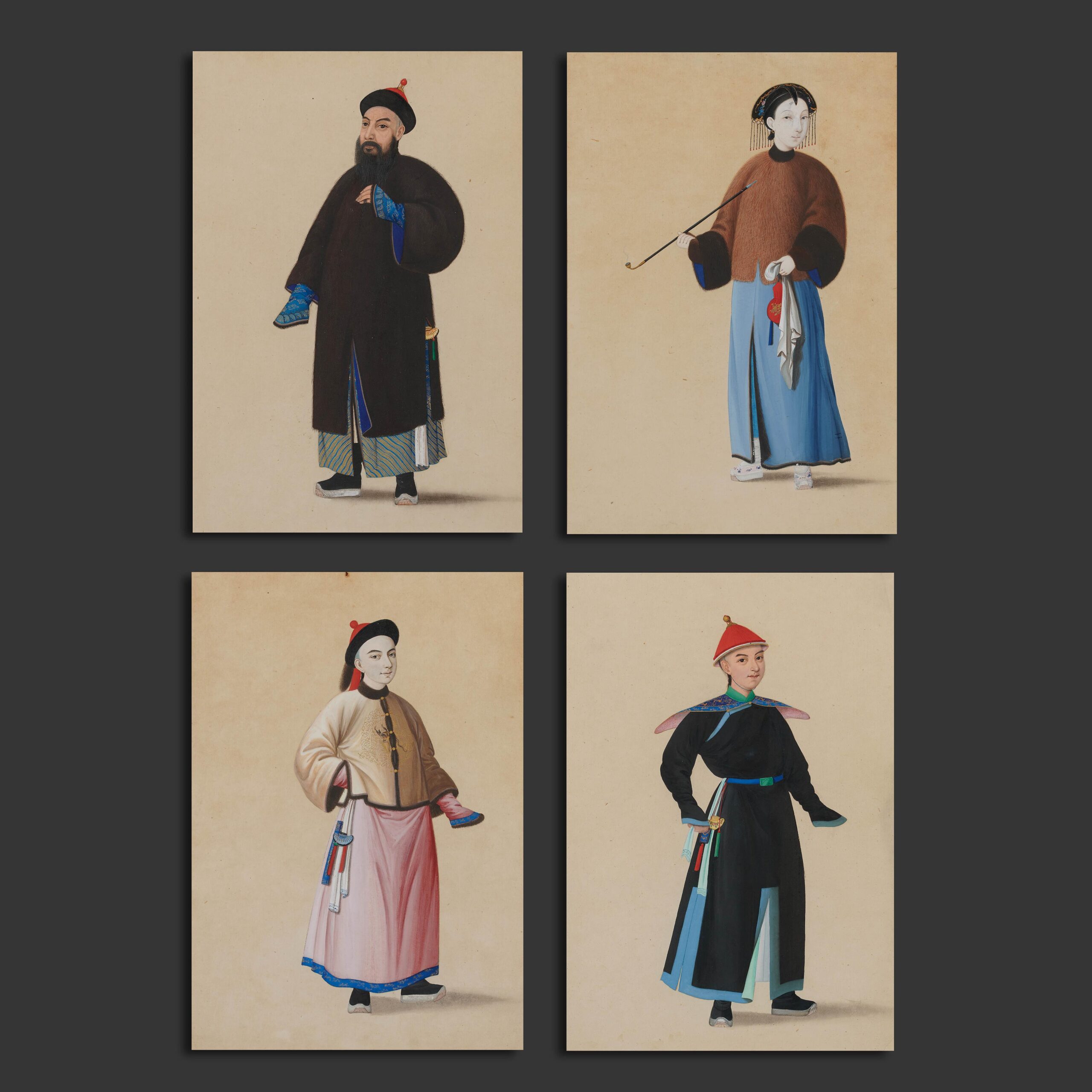 A set of four gouaches on paper
