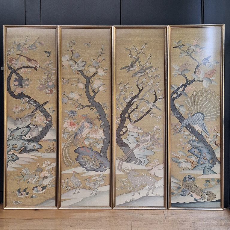 Four Kossu gold ground Chinese tapestry panels