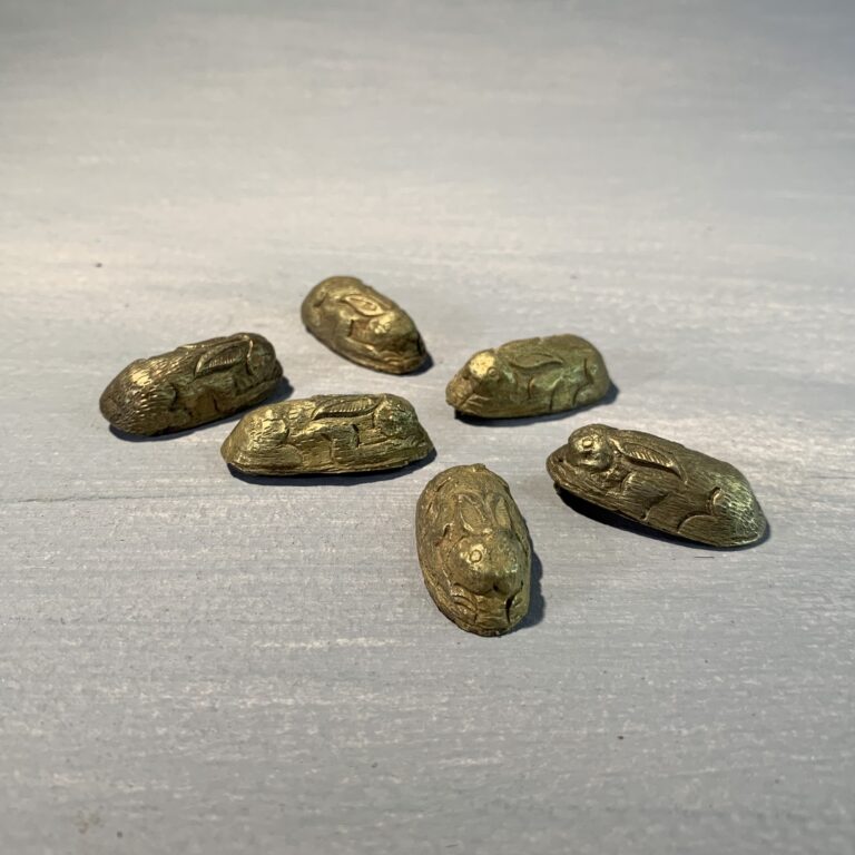 Six Gilt Bronze Rabbits