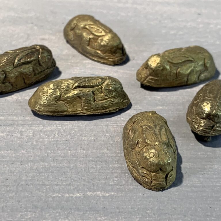 Six Gilt Bronze Rabbits